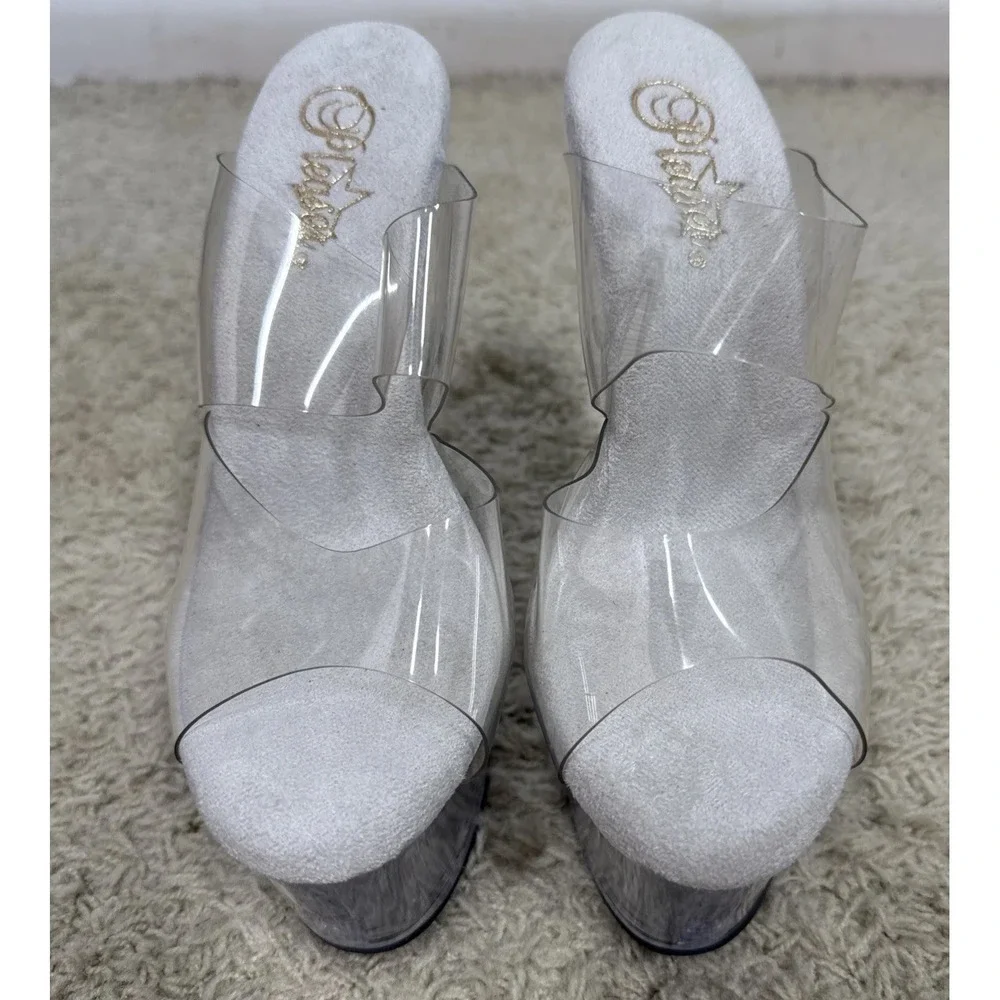 Pleaser Sky High 302 Clear Platform Heels Exotic Dancer Stripper Sexy Women's 8